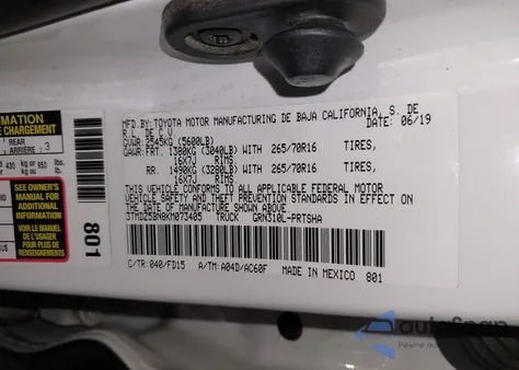 2019 Toyota Tacoma Trd Off Road из США, поврежденный, VIN 3TMDZ5BN8KM073405